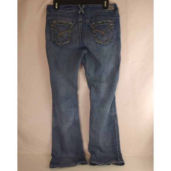 Amethyst Distressed Whiskered Low Rise Stretch Bootcut Jeans Size 9 - Picture 2 of 8